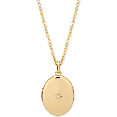 Diamond Accent Locket Pendant Necklace in 14k Gold-Plate Over Sterling Silver, 18"