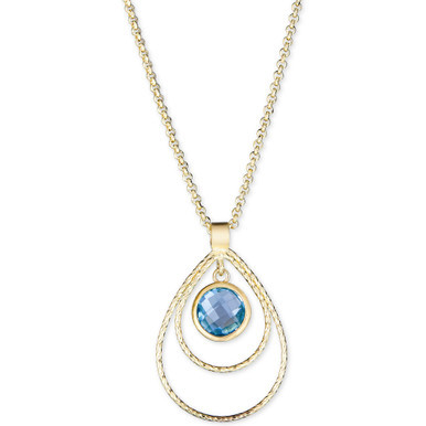 Swiss Blue Topaz 18" Pendant Necklace (2-1/5 ct. t.w.) in 14k Vermeil over Sterling Silver