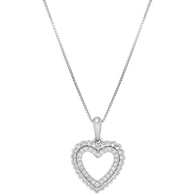 Diamond Heart 18" Pendant Necklace (1/4 ct. t.w.) in 10k White Gold