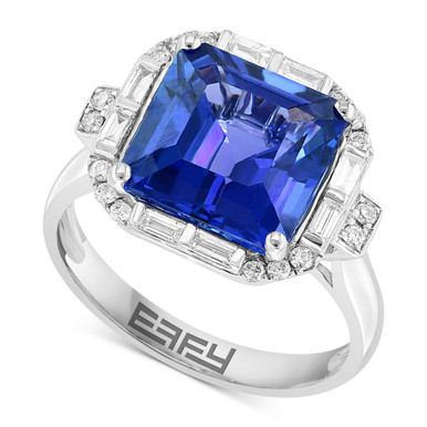EFFY® Tanzanite (5-1/4 ct. t.w) & Diamond (1/3 ct. t.w.) Halo Statement Ring in 14k White Gold