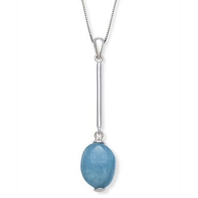 Milky Aquamarine 18" Pendant Necklace in Sterling Silver
