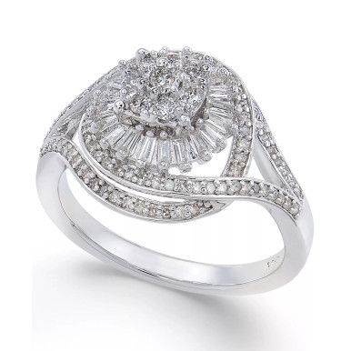 Diamond Starburst Cluster Ring (1/2 ct. t.w.) in Sterling Silver