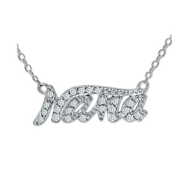Cubic Zirconia "Nana" Pendant Necklace in Sterling Silver, 16" + 2" extender, Created for Macy's