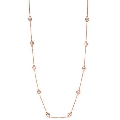 EFFY® Diamond Bezel Station 20" Statement Necklace (2 ct. t.w.) in 14k Rose Gold