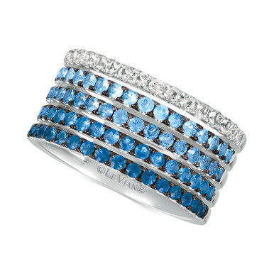 Blueberry Layer Cake Blueberry Sapphires (1-1/4 ct. t.w.) & Vanilla Sapphires (1/3 ct. t.w.) Ring in 14k White Gold
