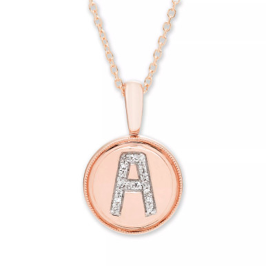 Diamond Accent Initial Pendant in 14k Rose Gold