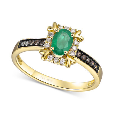 Emerald (1/3 ct. t.w.) & Diamond (1/6 ct. t.w.) Ring in 14k Gold