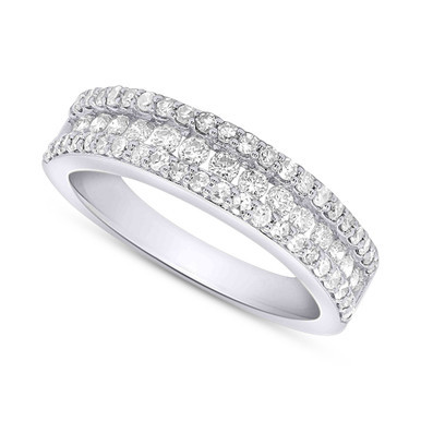 Lab-Created Diamond Three-Row Band (3/4 ct. t.w.) in Sterling Silver