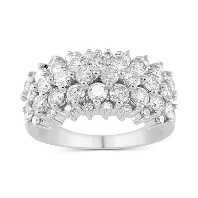 Diamond Multirow Horizontal Cluster Ring (2 ct. t.w.) in 14k White Gold