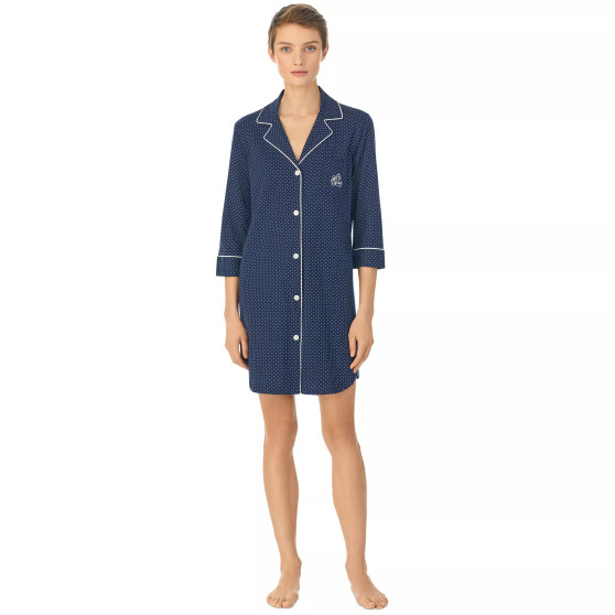 Knit Notch Collar Cotton Sleep Shirt