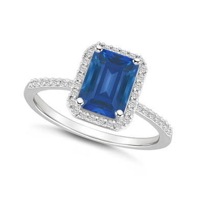 Created Sapphire (2 ct. t.w.) and Created White Sapphire (1/4 ct. t.w.) Halo Ring in 10K White Gold