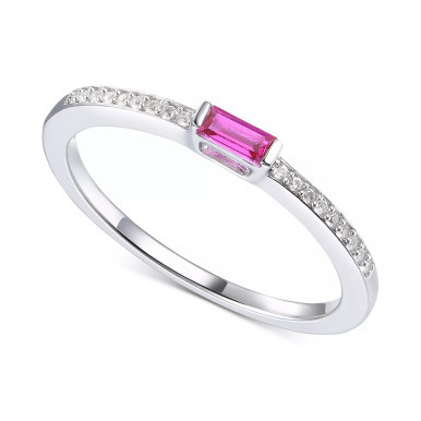 Sapphire (1/5 ct. t.w.) & Diamond (1/20 ct. t.w.) Ring in Sterling Silver (Also in Ruby)