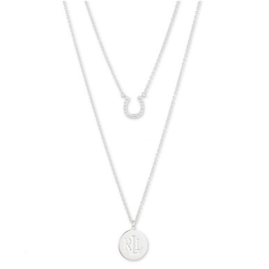 Cubic Zirconia Double Row Pendant Necklace in Sterling Silver