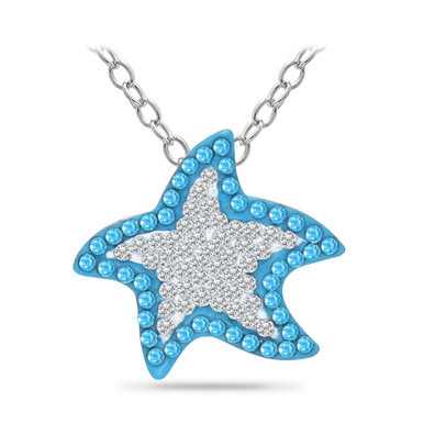 Crystal Star Fish Sterling Silver Necklace