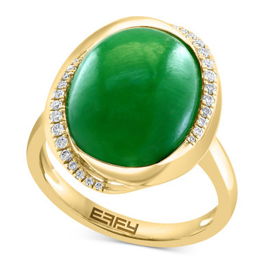 EFFY® Dyed Jade & Diamond (1/8 ct. t.w.) Ring in 14k Gold