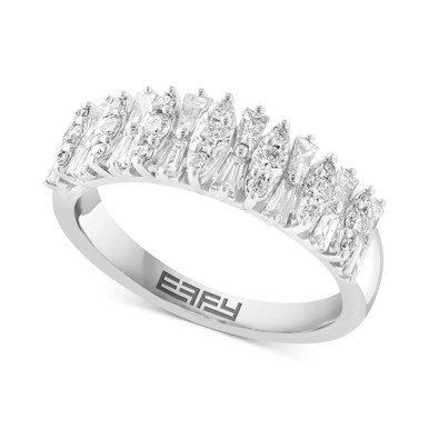 EFFY® Diamond Baguette & Round Horizontal Cluster Ring (3/4 ct. t.w.) in 14k White Gold