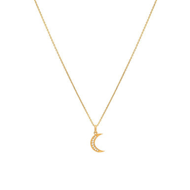 Diamond Moon 14K Yellow Gold Necklace