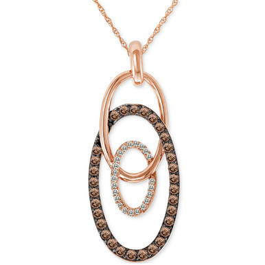 Chocolate Diamond & Vanilla Diamond Interlocking Ovals 18" Pendant Necklace (1/2 ct. t.w.) in 14k Rose Gold