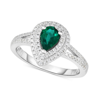 Emerald (5/8 ct. t.w.) & Diamond (1/3 ct. t.w.) Ring in 14k White Gold