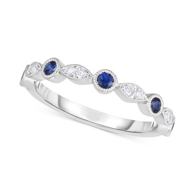 Sapphire (1/3 ct. t.w.) & Diamond (1/10 ct. t.w.) Band in 14k White Gold