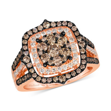 Chocolate Diamond & Nude Diamond Halo Cluster Ring (1-1/2 ct. t.w.) in 14k Rose Gold