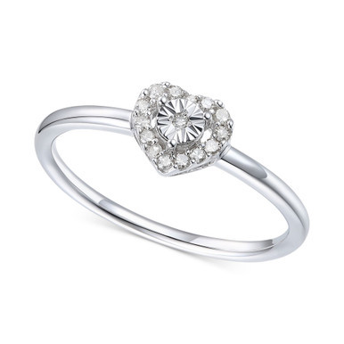 Diamond Heart Halo Ring (1/10 ct. t.w.) in 10k White Gold