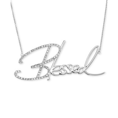 Crystal "Blessed" Pendant Necklace in Platinum over Sterling Silver, 18" + 4" extender (Also Available in 14K Gold over Sterling Silver)