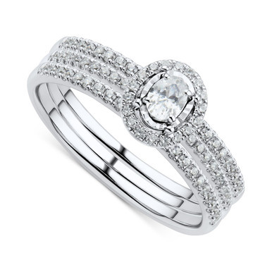 Diamond Oval 3-Pc. Bridal Set (1/2 ct. t.w.) in 14k White Gold