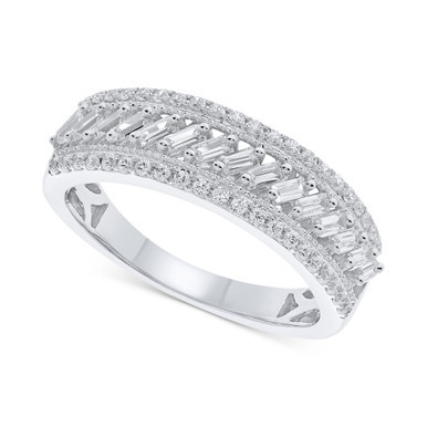 Diamond Three Row Baguette Ring (1/2 ct. t.w.) in 14k White Gold