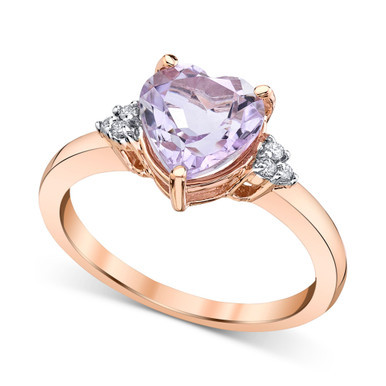 Pink Amethyst (1-5/8 ct. t.w.) & Diamond (1/20 ct. t.w.) Heart Ring in 14k Rose Gold