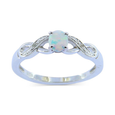 Opal (1/4 ct. t.w.) & Diamond Accent Twist Ring in Sterling Silver