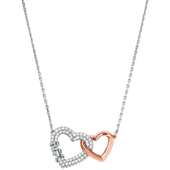 Cubic Zirocnia Pave Interlocking Heart Necklace