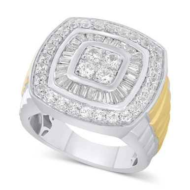 Men's Diamond Baguette & Round Cluster Ring (2 ct. t.w.) in 10k White Gold