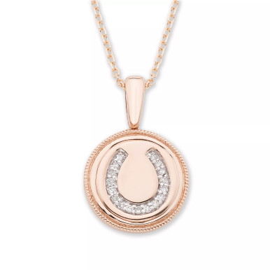 Diamond (1/20 ct. t.w.) Horseshoe Pendant in 14k Yellow or Rose Gold