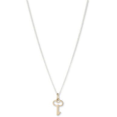 Key Pendant Necklace in Sterling Silver & 18k Gold-Plate, 14" + 3" extender