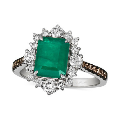 Emerald (1-5/8 ct. t.w.) & Diamond (3/4 ct. t.w.) Halo Ring in 14k White Gold