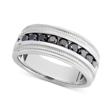 Men's Sterling Silver Ring, Black Diamond Band (1 ct. t.w.)
