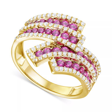 Lab-Created Sapphire (1-1/5 ct. t.w.) & Lab-Created White Sapphire (1/2 ct. t.w.) Swirl Statement Ring in 14k Gold-Plated Sterling Silver (Also in Lab-Created Emerald & Lab-Created Ruby)
