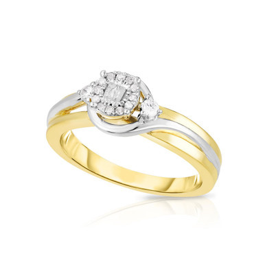 Diamond Two-Tone Promise Ring (1/6 ct. t.w.) in Sterling Silver & 14k Yellow Gold-Plated Sterling Silver
