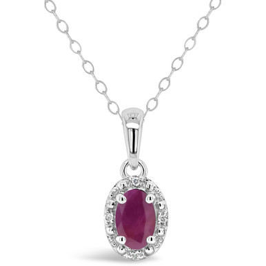 Ruby (5/8 ct. t.w.) and Diamond Accent Pendant Necklace in Sterling Silver