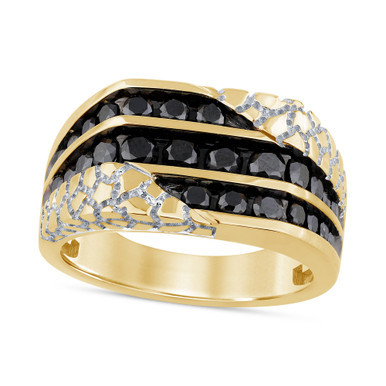 Men's Black Diamond Nugget Ring (1-1/2 ct. t.w.) in 10k Gold