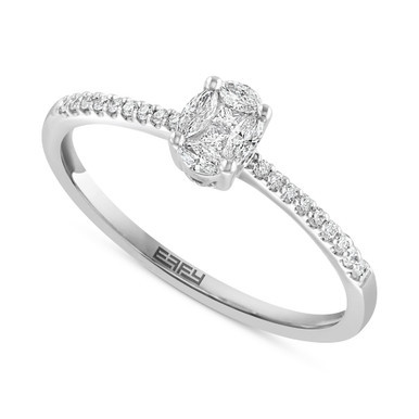 EFFY® HEMATIAN Diamond Multi-Cut Cluster Engagement Ring (1/4 ct. t.w.) in 18k White Gold