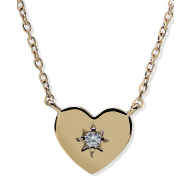 Diamond Accent Heart Diamond Cut Chain Necklace in 14k Yellow gold