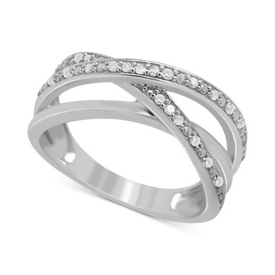 Diamond Multirow Crossover Ring (1/6 ct. t.w.) in Sterling Silver
