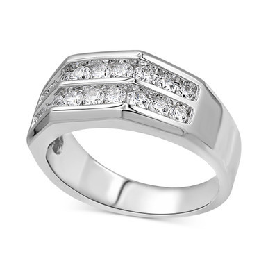Men's Diamond Double Row Ring (1 ct. t.w.) in 10k White Gold and 10k Yellow Gold