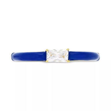 Cubic Zirconia & Enamel Stack Band in 14k Gold-Plated Sterling Silver