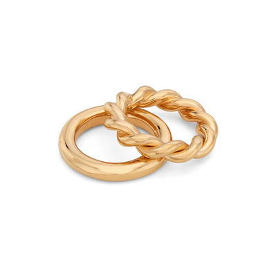 24K Gold-Plated Uzi Stacking Rings 2 Piece Set