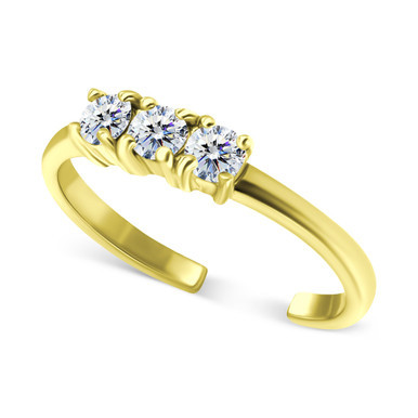 Cubic Zirconia Three Stone Toe Ring in 18k Gold-Plated Sterling Silver, Created for Macy's