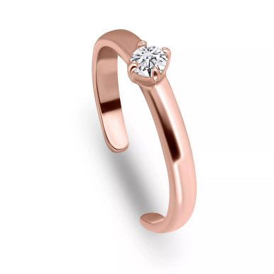 Solitaire Cubic Zirconia 18K Rose Gold and Gold Over Silver, Sterling Silver Toe Ring
