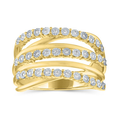 Diamond Multirow Crossover Statement Ring (1/10 ct. t.w.)